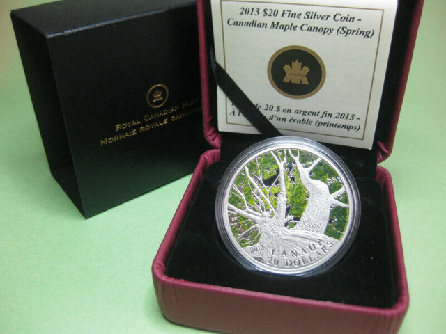 Pièce de 20$ 2013 Canadian Maple Canopy en argent fin 1 oz limi dans Art et objets de collection  à Laval/Rive Nord