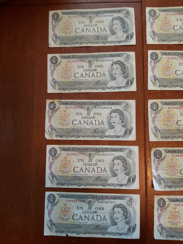 10 B of C 1973 $1 Bills Crow-Bouey BAB to BCN Numbers in Arts & Collectibles in Saint John - Image 3
