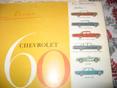 Original 1960 Chevrolet Sales Album Dealer Showroom Book including Impala, Belair, Biscayne, Nomad,...