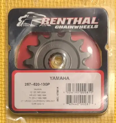 if the ad is up it's available pick up at m9a 0a1 new Renthal 257--520-13GP Steel Front Sprocket 13T...