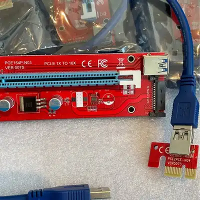 SATA Powered PCI-E PCI Express Extender Riser Cable- VER 007S - 1X to 16X PCIE USB 3.0 Adapter Card...