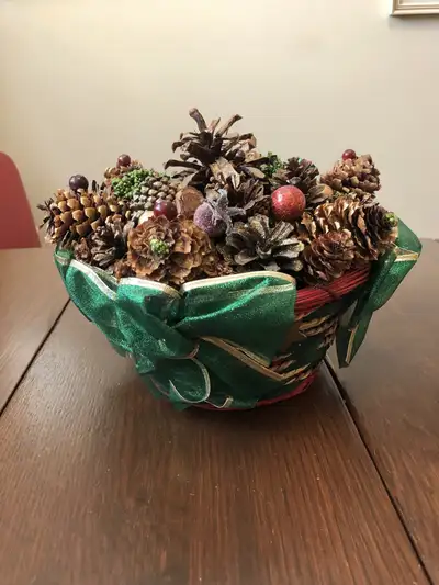 Holiday Decor Christmas Pinecone Craft Basket Decoration, View more