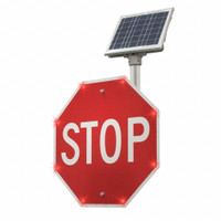 LED Stop Sign: 48 in x 48 in Nominal Sign Size, Aluminum, 0.08 i