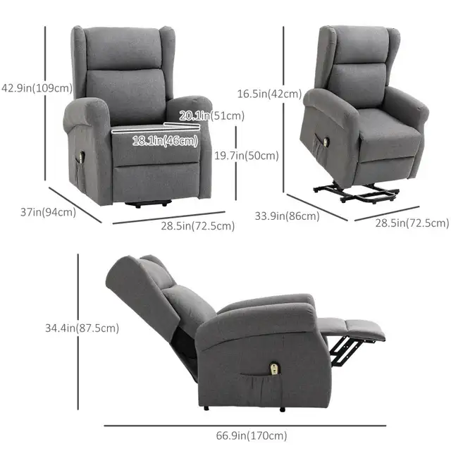 Wingback Lift Chair for Elderly, Power Chair Recliner in Chairs & Recliners in Markham / York Region - Image 4