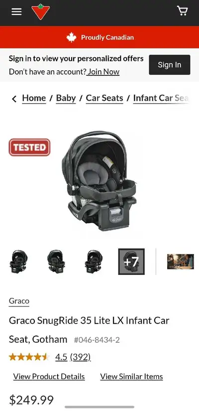 Graco SnugRide 35 Lite LX Infant Car Seat in Gotham, View more