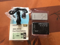Sélecteur HDMI 4K switcher 3 positions avec télécommande/remote