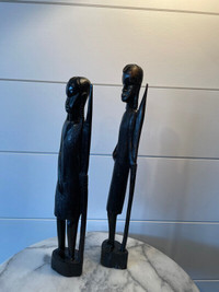 Vintage African Tribal Ebony Wood Man and Woman
