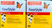 Two boxes of FreeStyle Lite Abbott BG Test Strips 100 count each