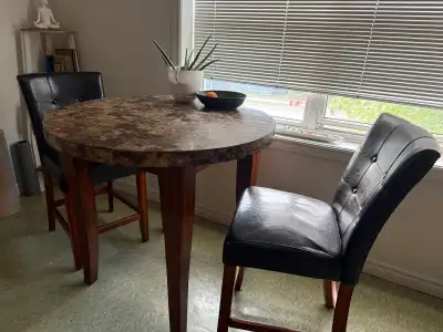 Real Marble & Wood Dining Table + 4 Chairs - $325 OBO, View more