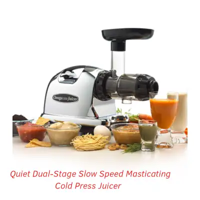 Omega J8006HDS Nutrition Center Quiet Dual-Stage Slow Speed Masticating Juicer Makes Fruit and Veget...
