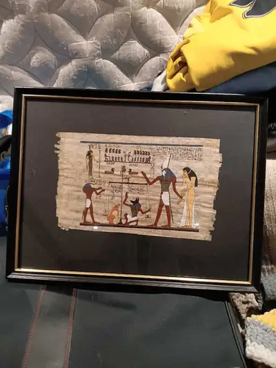 Framed Egyptian papyrus painting, View more