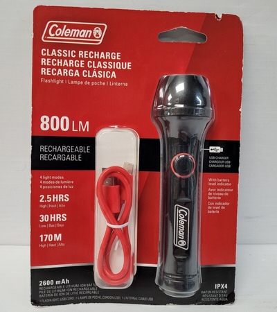 New in packing Coleman Classic Rechargeable Flashlight Model: 2155761 Come as shown vg Discounted fr...