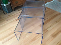 Set of 3 plexi glass side tables