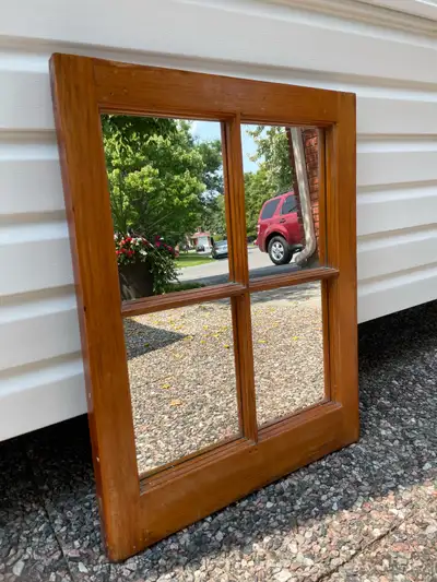 Mirror Antique Rustic Barn Style Wood Frame, View more