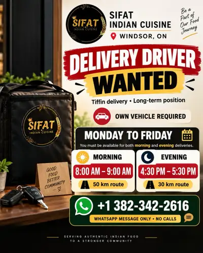 Delivery Driver for Sifat Indian Cuisine, View more
