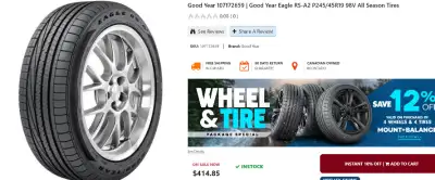 Rare offering deal on 2 Goodyear Eagle 245/45/19 All Season Tires like new 95% tred (BMW X3 or Porsc...