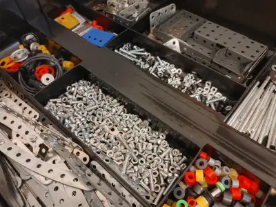 Massive collection of Meccano Erector set metal and plastic construction parts and building material...