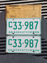 Sask license plate pair 