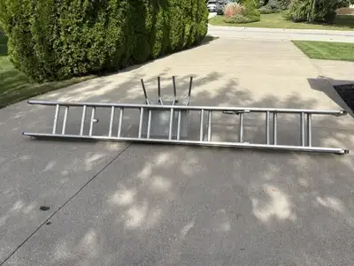 16 foot aluminum extension ladder with standoff arms, View more