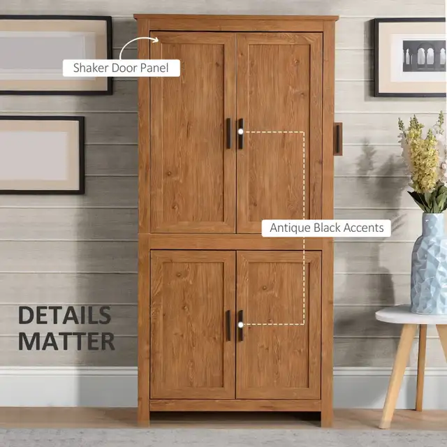 64" Kitchen Pantry Cabinet, Freestanding Storage Cabinet with 4  in Bookcases & Shelving Units in Markham / York Region - Image 9