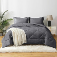 New 3 Piece Reversible Comforter Set • Q $70 • Dark Grey