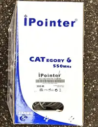 (NEW) IPOINTER CAT6 BARE COPPER, C(ETL)US, CMR, FT4 1000FT 23AWG