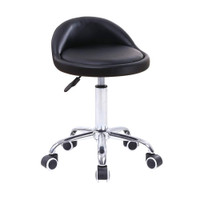 New KKTONER PU Leather Round Rolling Stool with Back Rest
