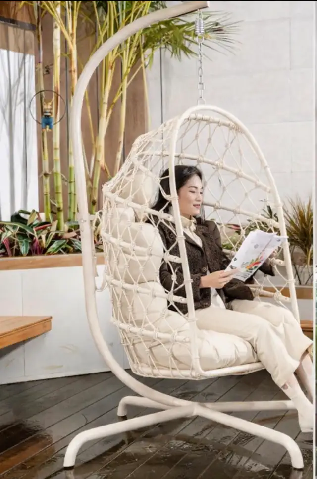 LKINBO Indoor Outdoor Egg Swing Chair with Stand and Cover, Pati in Patio & Garden Furniture in Hamilton - Image 2