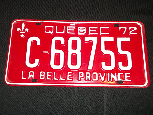 Plaque ''C'' Immatriculation Québec License  1972 72 dans Art et objets de collection  à Laval/Rive Nord