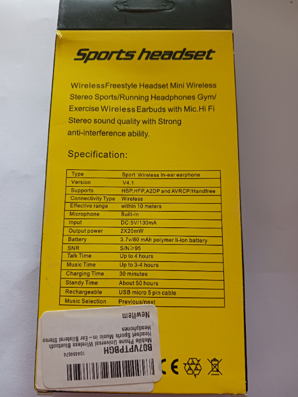 Wireless stereo sports headset.  New in sealed box. in General Electronics in City of Halifax - Image 2