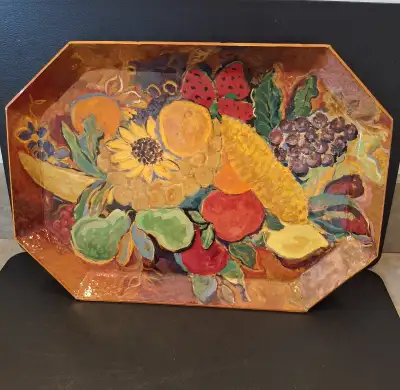 Painted tray with fruit, View more