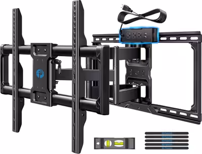 BRAND NEW NEVER USED Full Motion TV Wall Mount with Power Strip for 42–90 Inch TVs up to 150 lbs, Pr...