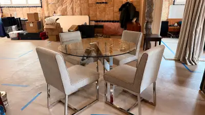 Sunpan Modern dining table with 4 chairs, View more