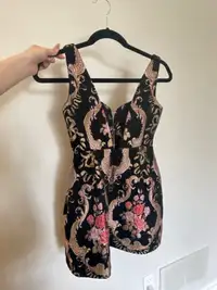 For Love & Lemons Brocade Tapestry Mini Dress in Black Floral