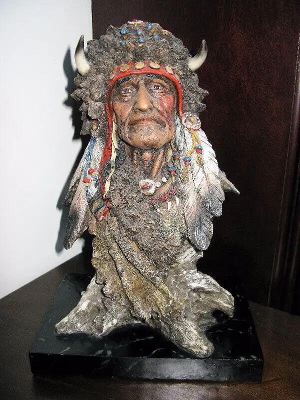SIGNED Limited Edition Native American Warrior Bison Chief Bust in Arts & Collectibles in City of Halifax - Image 8