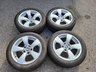 OEM BMW 5 series rims with 225/50/R17 Michelin X-ice winter tires. 5 X 120 bolt pattern. Ready to us...