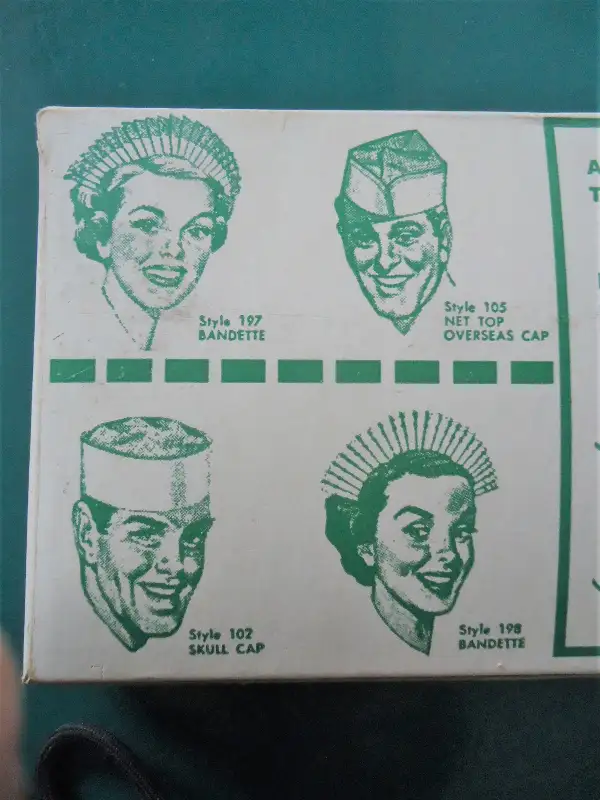 1950 Snack Bar Restaurant Caps 5  Couvre-Chefs Carton Tissu Bte in Arts & Collectibles in Lévis - Image 5
