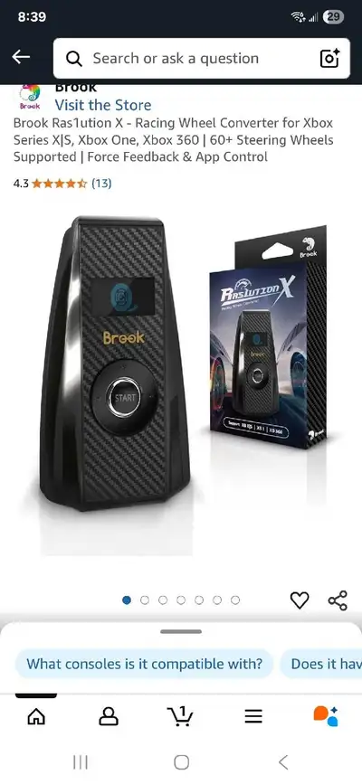New Brook Ras1ution X - Racing Wheel Converter for Xbox Series X|S, Xbox One, Xbox 360 | 60+ Steerin...