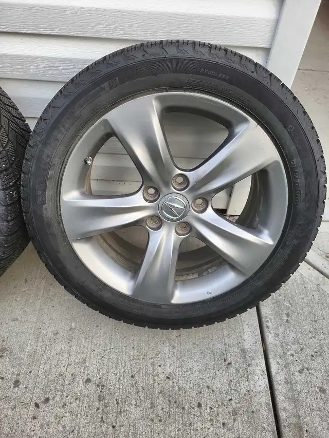18" Acura Alloy Wheels Michelin XIce 245-45 R18x6J55 Tires 5x120 in Tires & Rims in St. Albert - Image 2