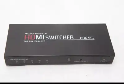 Monoprice HDX-501 Black Built-In Equalizer 5-Ports Portable HDMI, View more