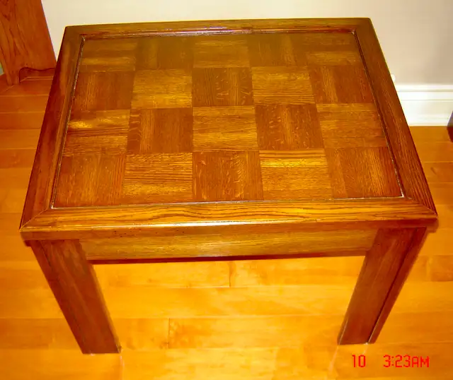 Beautiful Solid Wood Rectangular Side Table with Parquetry Top in Other Tables in City of Toronto - Image 3