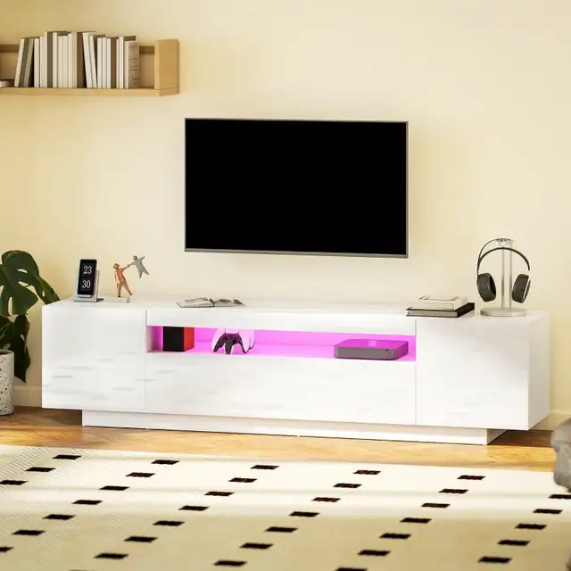 Entertainment Center with RGB LED Lights, TV Stand for 65-85 Inc in TV Tables & Entertainment Units in Markham / York Region - Image 8