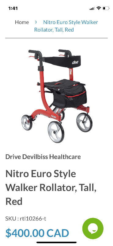 Walker- Drive Medical Nitro Rollator in Health & Special Needs in St. Catharines - Image 3