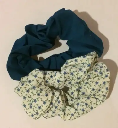 Scrunchies Hair Elastics Teal Blue Set For Sale - New, View more