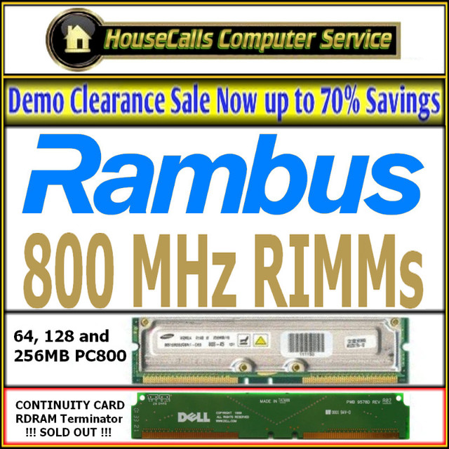 Power Up Your Rambus motherboard.  RDRAM 800MHz RIMM Clearance in Desktop Computers in Edmonton