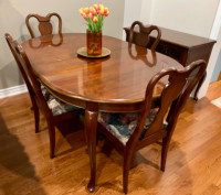 Gibbard Solid Cherry Dining Table, 6 Chairs, Side Buffet, Pad