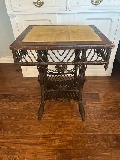 Victorian Antique Wicker Side Hall Table, View more