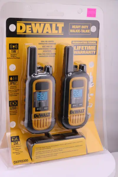 For sale 2‑Pack – Waterproof IP67 – With Accessories** Brand new Includes: • 2 DEWALT DXFRS300 GMRS...