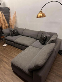 Eq3 Cloud Modular Sectional Feather Filled Grey Sofa