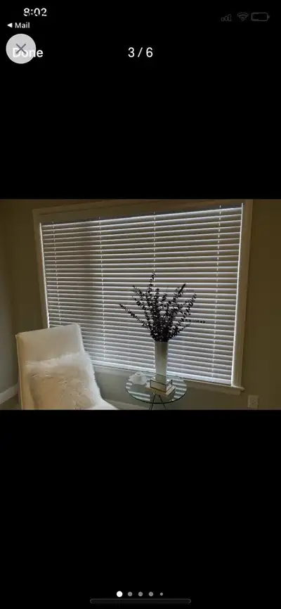 Shade O Matic 2 ½” Faux Wood Horizontal Cordless Blinds; Colour: white; easy to raise and lower --no...